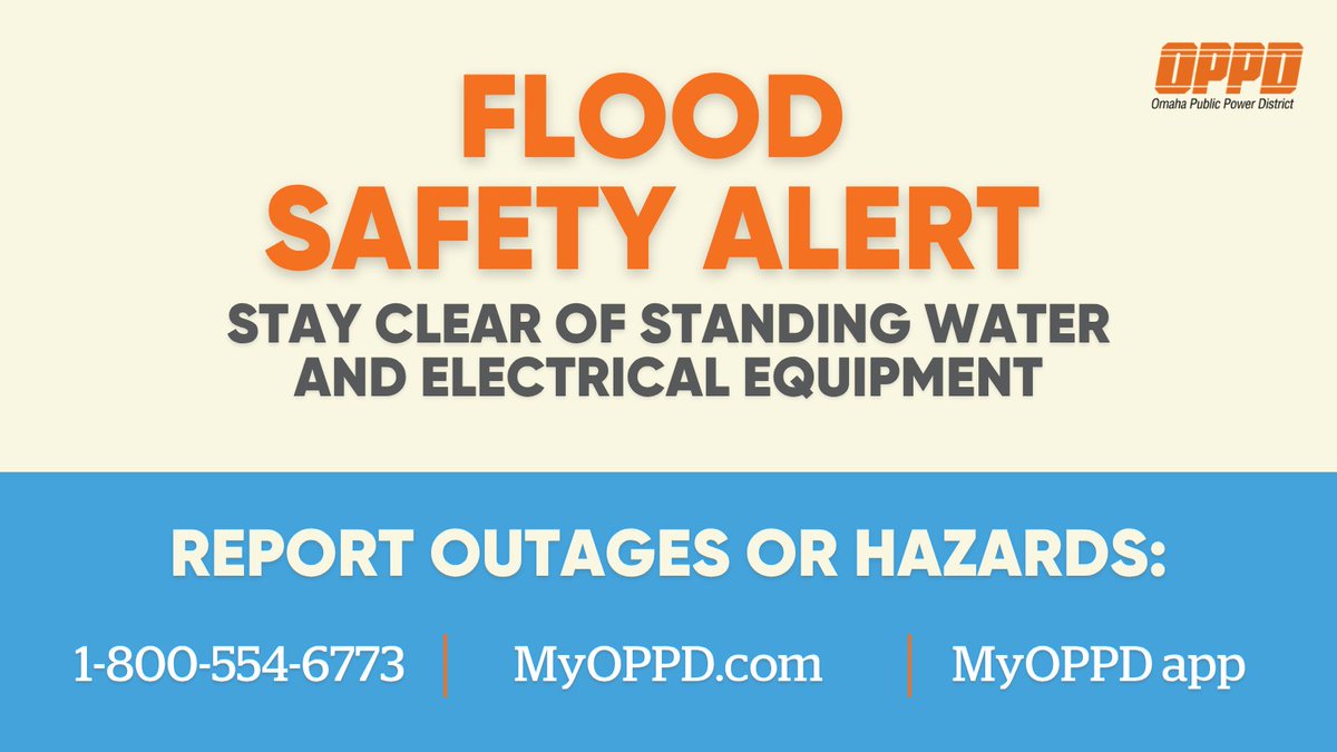 OPPDCares's tweet photo. If your home or business is experiencing flooding, know what steps to take before power can be safely restored. Learn more about flood safety, disconnection and reconnection: https://t.co/zUI2m6eiJD

Check current outages on our outage map: https://t.co/5tDSXNjhE8 https://t.co/2JQgtij8AN