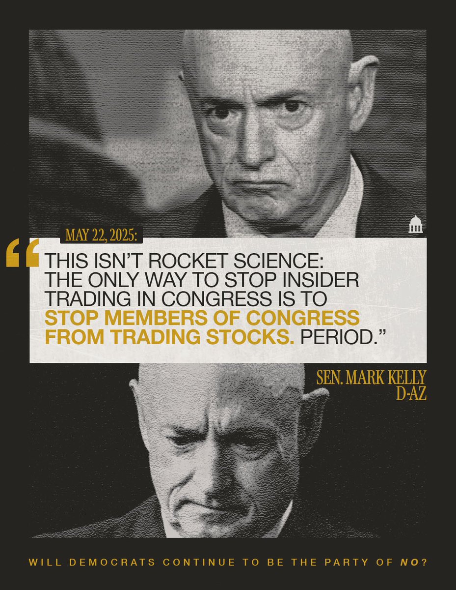 SenateGOP's tweet photo. Senator Kelly is all talk. 

He said the only way to stop insider trading is to ban members of Congress from trading stocks. 

So yesterday, we gave him a chance to vote for that ban. He voted no. https://t.co/sRvnBV3xtP