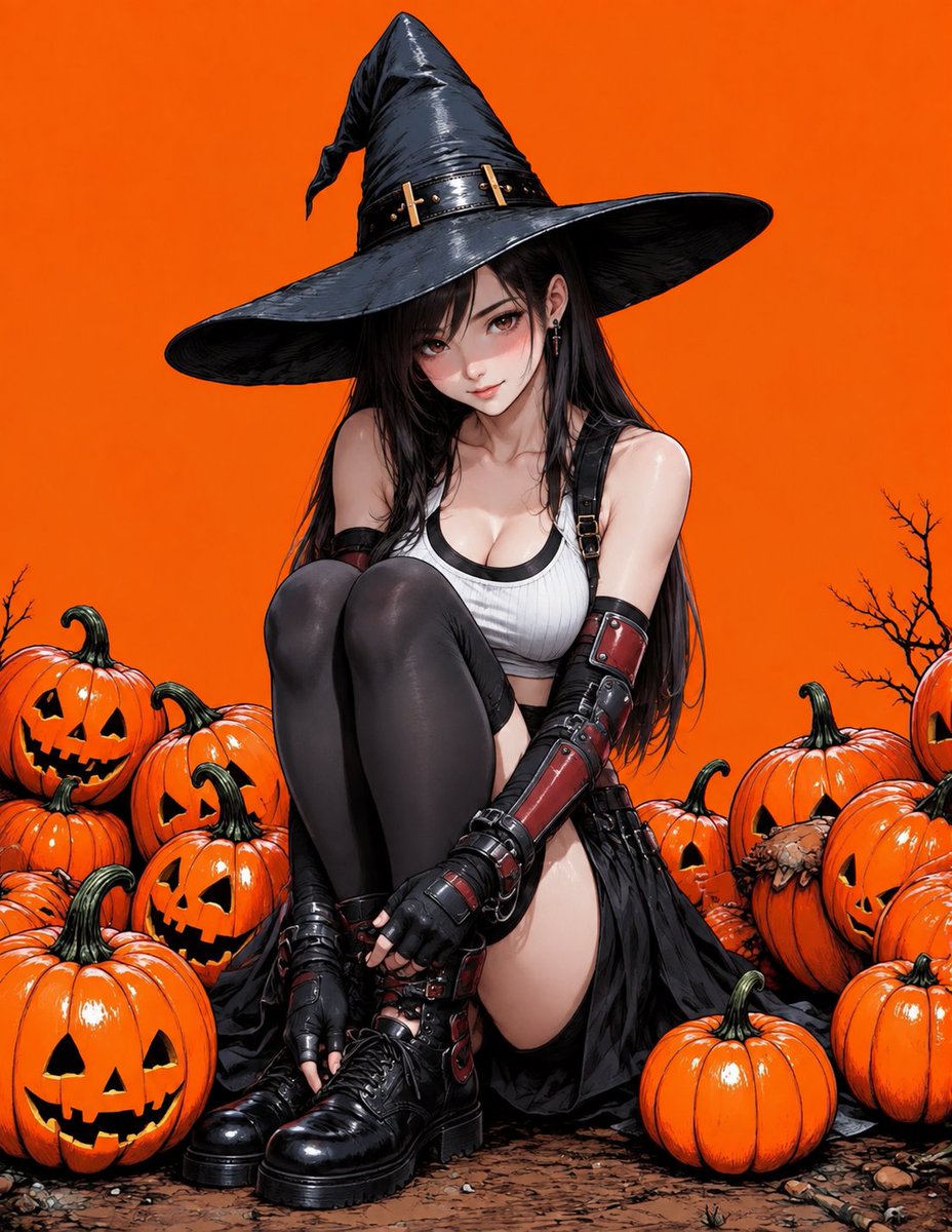 RedBeard420Sir's tweet photo. Tifa in the pumpkin patch #Tifa #FFVII #FinalFantasy #Pumpkins #Halloween https://t.co/J42vdZYWhl