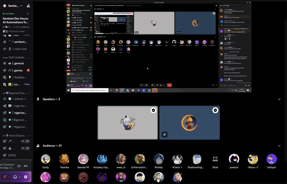 rolexdakid's tweet photo. @SentientAGI dev hours is live!!

@kurlyk27 speaks about how we navigate through AI development 

join some of the brightest minds as we join discuss and delve into vibe coding, open source models and putting it all together to help us be more efficient 

cc: @0nly1Kratos https://t.co/Zo7Kub55XY