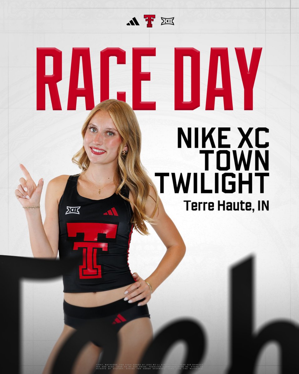 TexasTechTF's tweet photo. It's go time ‼️

📍 Terre Haute, IN
🆚 Nike XC Town Twilight 
📊 https://t.co/MAUgwqlvJd
📺 RunnerSpace
⏰ Women 6k (4 pm) // Men 8k (4:45 pm) https://t.co/uLCnXgzD8O