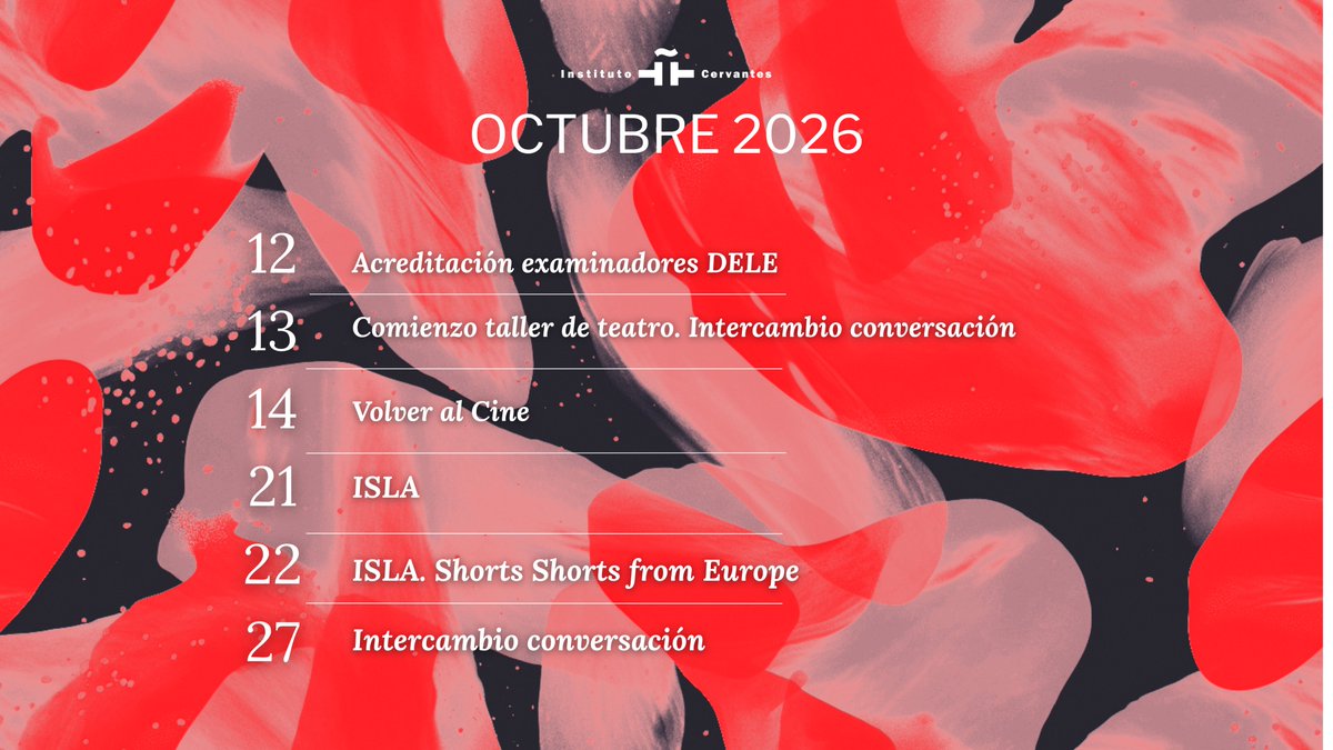 ICDublin's tweet photo. 🍂📚 Octubre llega cargado de actividades al ICD🇪🇸

🎬 Cine
📚 Literatura
💃 Flamenco
🎭 Teatro
👩‍🏫 Formación
🗣️ Intercambios de conversación
🌍 ISLA Festival

📅 Guarda las fechas y descubre todo lo que tenemos preparado.

#InstitutoCervantesDublin #OctubreEnCervantes https://t.co/4lbqBFm8tm