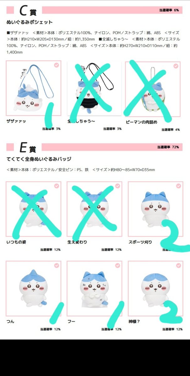 ayaka_donmeshi's tweet photo. ちいかわだらけくじ
ハチワレだらけくじ
譲渡

求定価＋送料
E賞は１点からOK
他賞はE賞とまとめてのみお譲りします
沢山購入してくださる方優先します

郵送のみ。先払い（ペイペイ、UFJ） https://t.co/bisCcHR2ps