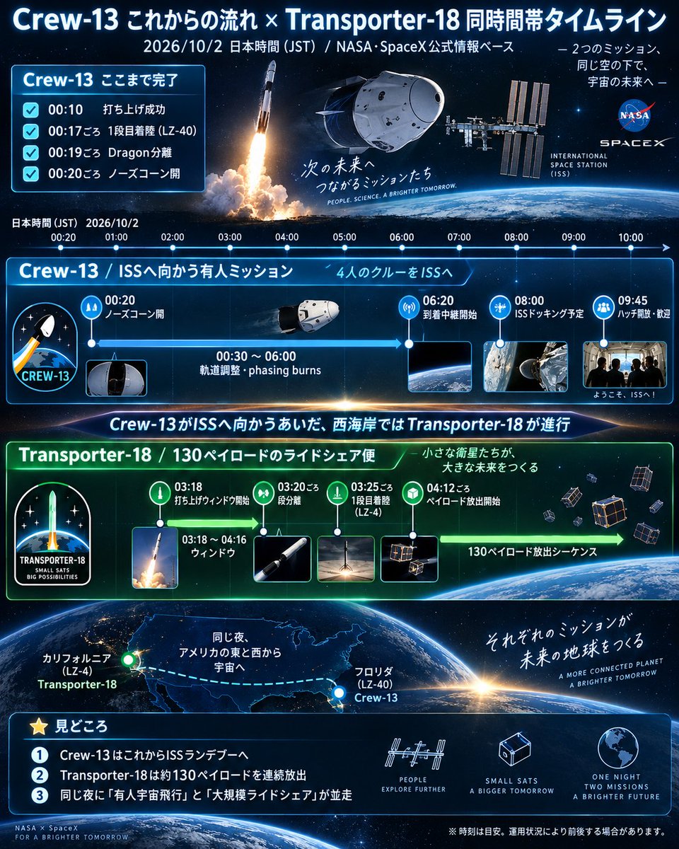 fujinumagic's tweet photo. このあと。
#spacex
#crew13
#transporter18 https://t.co/JAvkIEJ0Dv