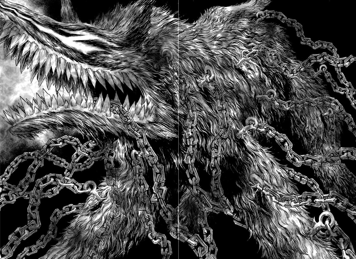 DarkHorseComics's tweet photo. The Beast of Darkness lies in wait...

Panel comes from #Berserk Deluxe Edition Volume 11 by the legendary Kentaro Miura, available wherever you buy manga.

#DHManga #DHhorror https://t.co/cBCdsw02l6