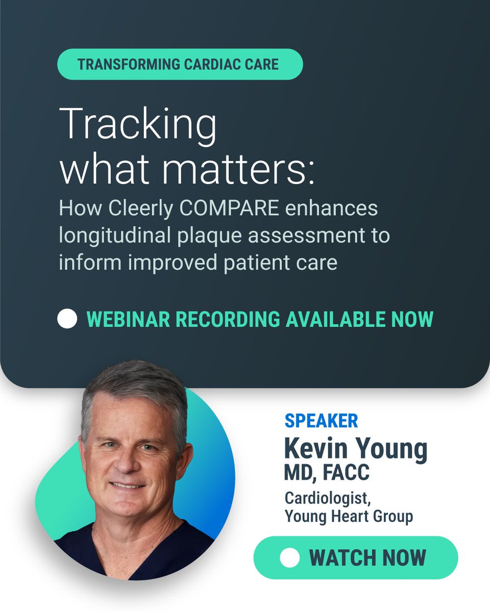 Cleerlyhealth's tweet photo. Catch Dr. Kevin Young's session on Cleerly COMPARE, now on demand.

👉 Watch now: https://t.co/96a8MXwf0u

#YesCCT #CoronaryPlaque #Cardiology #AIinHealthcare https://t.co/kjelzP6muz
