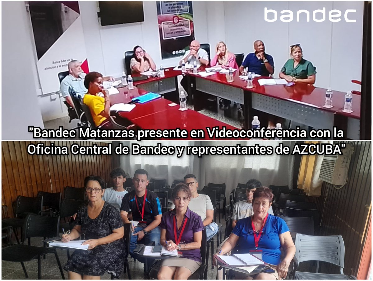 bandecmatanzas's tweet photo. 📣Se llevó a cabo en la Dirección Provincial de #Bandec una videoconferencia con la Oficina Central, donde participaron representantes de la Empresa AZCUBA. Por parte de nuestra provincia estuvieron presentes directivos y especialistas del Área Comercial. 

Siga el hilo https://t.co/MDEoBxMxnh