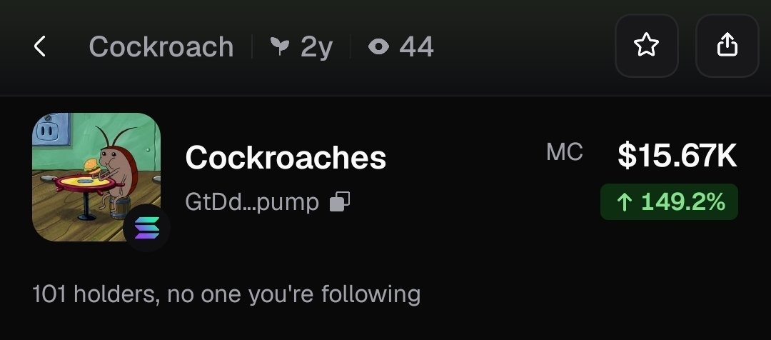 HEROMEMEFINDER's tweet photo. $cockroaches
GtDd9j5kjNBCwsPJ3t4VvdFDiDutiWqL57xjRsmypump
#alon holds 5 %
Check for yourself https://t.co/GXSeaH6Fd2