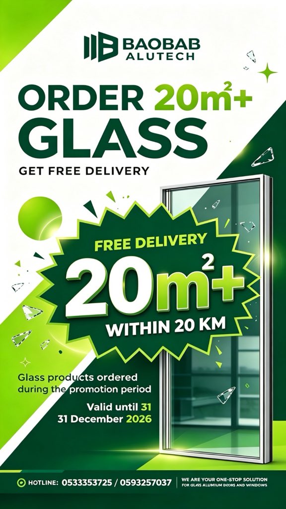 BaobabAlutech's tweet photo. Follow us and send your measurements for a quote of 20% discount and 1% commission and also enjoy free delivery if your location is within 20km.. yayyy🥳🥳🥳
#fabricators #architects #developers #homeowners https://t.co/Du4naYRhFz