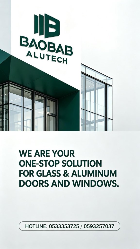 BaobabAlutech's tweet photo. Follow us and send your measurements for a quote of 20% discount and 1% commission and also enjoy free delivery if your location is within 20km.. yayyy🥳🥳🥳
#fabricators #architects #developers #homeowners https://t.co/Du4naYRhFz
