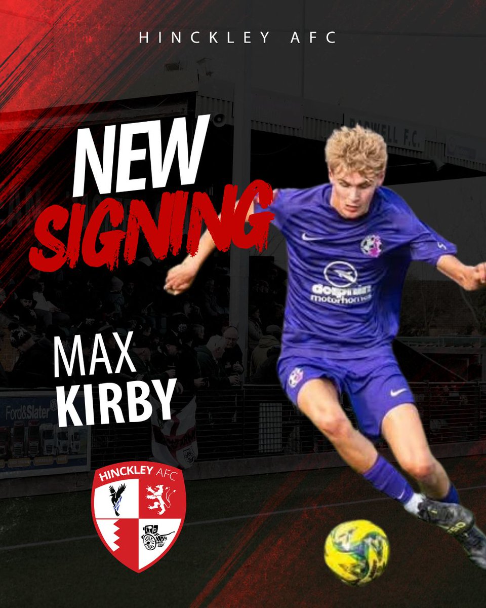 hinckley_afc's tweet photo. Young attack-minded midfielder Max Kirby signs having spent last season with FA Vase winners AFC Stoneham. He played 14 times as they did the double with the Vase and Wessex Premier title and has just moved to the area for university.

Welcome to Hinckley, George and Max! https://t.co/8TnW3B8gZb