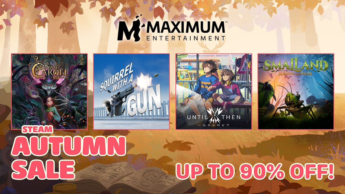 MaximumEntmt's tweet photo. The Steam Autumn sale is now live! 🍂 🎃
Get up to 90% off select Maximum Entertainment titles.
Find your next adventure: https://t.co/qnT1ILEL0D
#autumnsale #steamsale https://t.co/KWO8K5BXvA