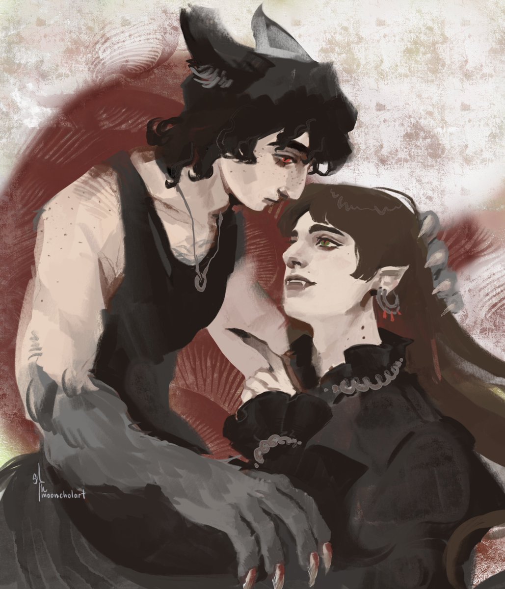 mooncholart's tweet photo. Sketch with a classic werewolf and vampire duo https://t.co/nRAXKgY7Rv