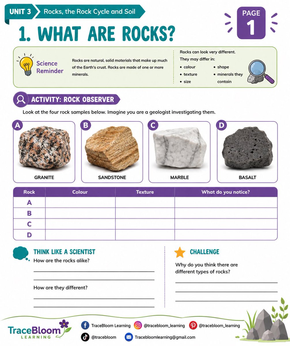 TracebloomL's tweet photo. Rock detective challenge!

Our Grade 6 Sedimentary Rock Investigation worksheet gets learners observing rock features and using evidence to investigate sedimentary rocks.

Unit 3 Science
🛒 TraceBloom on TES⁠

https://t.co/wCd5stAW7a

#ScienceWorksheet #Rocks #TraceBloomLearning https://t.co/H7faJgluuw