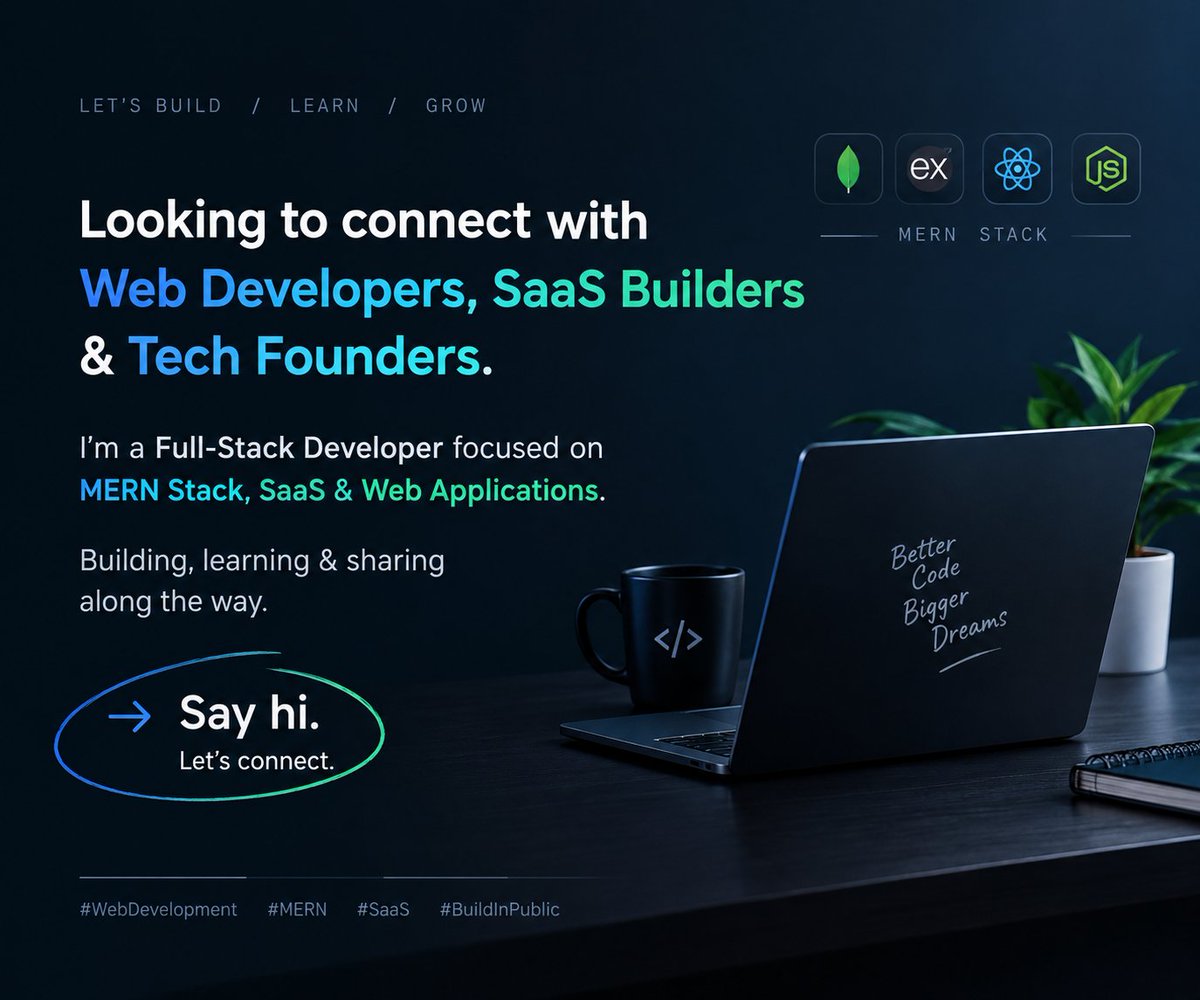 mdsaad_dev's tweet photo. Say hi. Let’s connect.

#WebDevelopment #MERN #SaaS #BuildInPublic https://t.co/q9ibfC0dju
