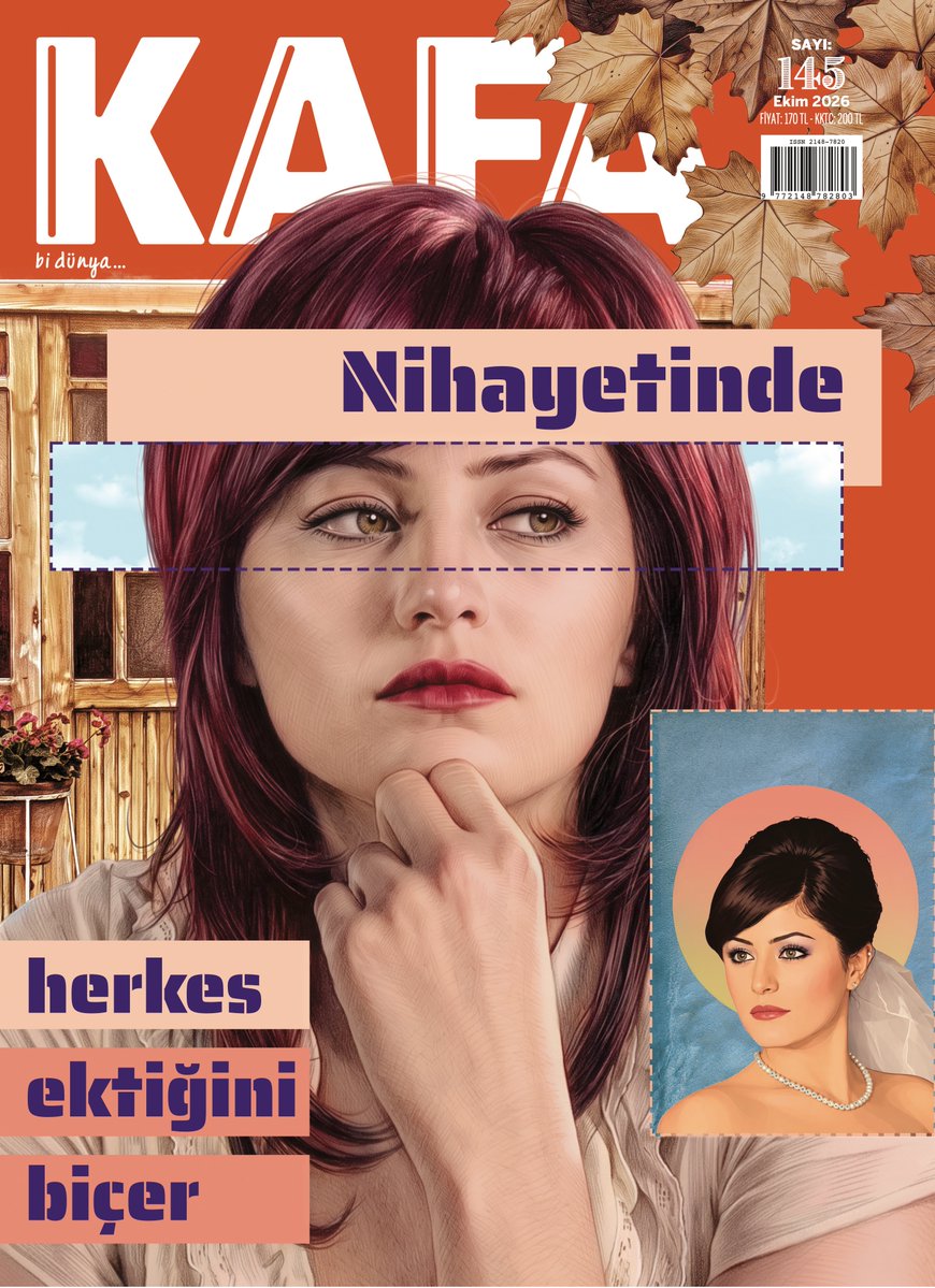 kafadergisi's tweet photo. “Nihayetinde 
herkes ektiğini biçer”

Bir zamanlar Ali Rıza Bey’in Ferhunde’ye söylediği, yıllar sonra dönüp dolaşıp kendisine geri gelen o cümleyle ekim kapağımızı Ferhunde’ye ayırdık. 🍂

Deniz Çakır’dan Ferhunde’yi; hırsını, ihtirasını, yaralarını, yanlışlarını dinlediğimiz bu sonbahar sayısında hepimizin dönüp dönüp izlediği o hikâyeye, Reşat Nuri Güntekin’in ölümsüz eseri Yaprak Dökümü’ne çeviriyoruz kafamızı.

Ekim sayısı yarından itibaren tüm Türkiye’de. 🗞️