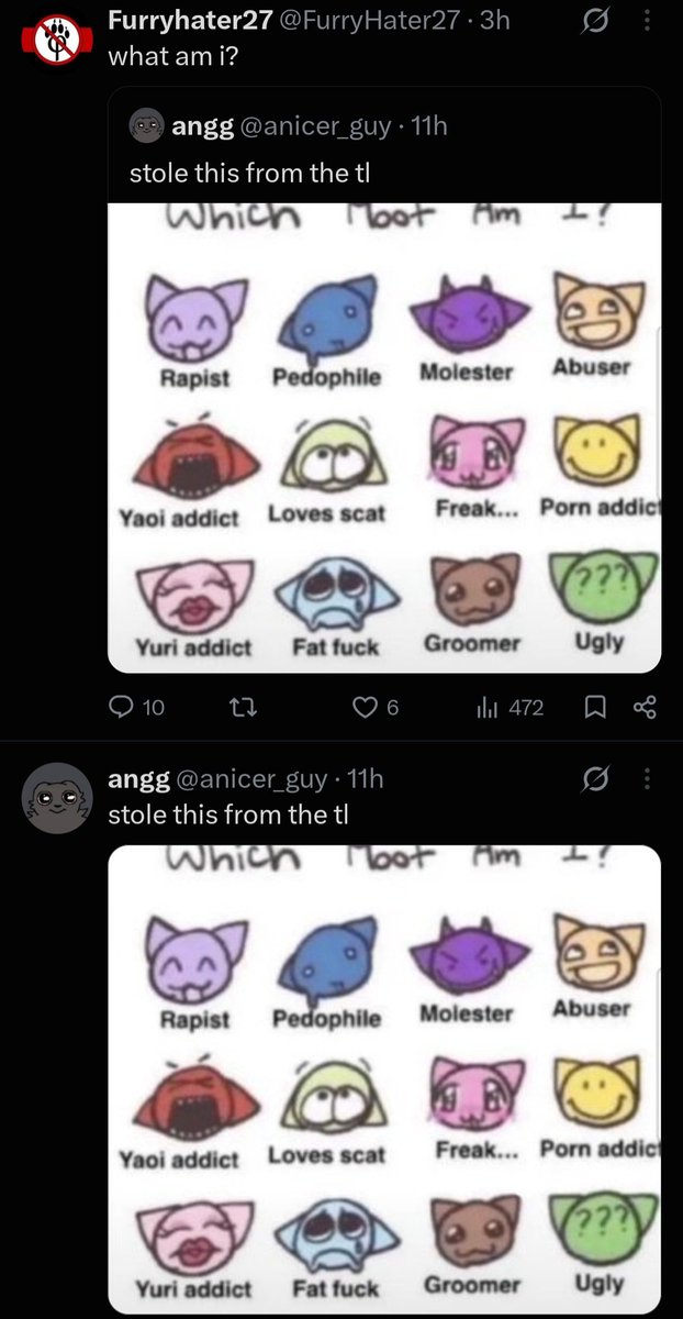 JJuztZero's tweet photo. @FurryHater27 Lol I got the original post right below https://t.co/N2onDLerO3