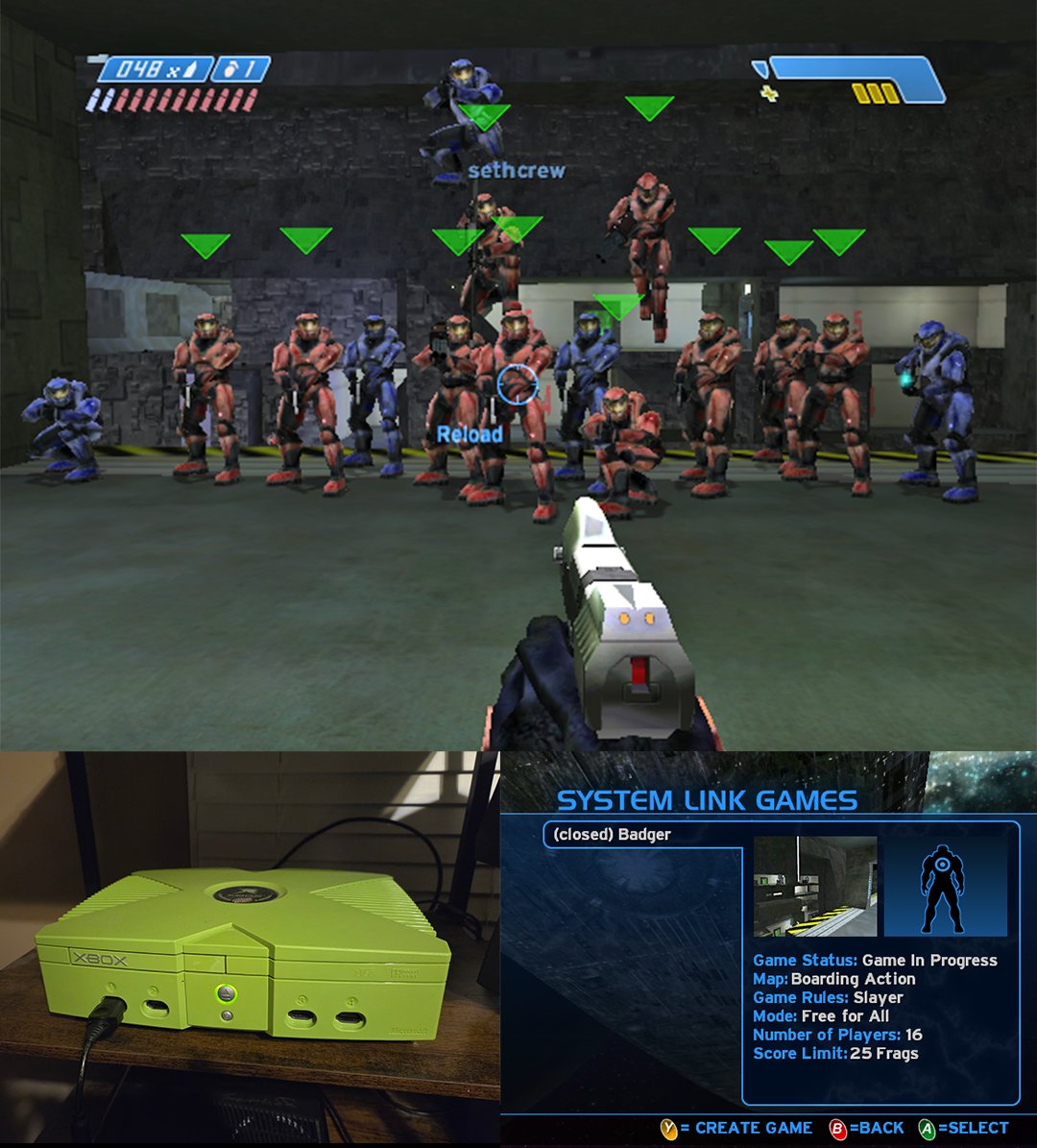 HaloClassicHCH's tweet photo. 16 Players on 16 OG Xboxes in our online Halo CE Xlink Kai lobby last night! We played for nearly 4 hours and it was a blast! Big thanks to everyone who showed up to try out this new OG Xbox mod with us. More gamenights to come in our discord!
#halo #xbox #gaming https://t.co/hdyfw37yuS