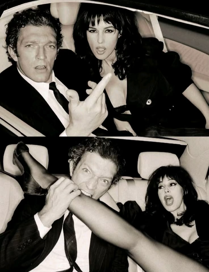 freakyfilms0's tweet photo. Monica Bellucci and Vincent Cassel iconic backseat photo https://t.co/IBW84AOAfU