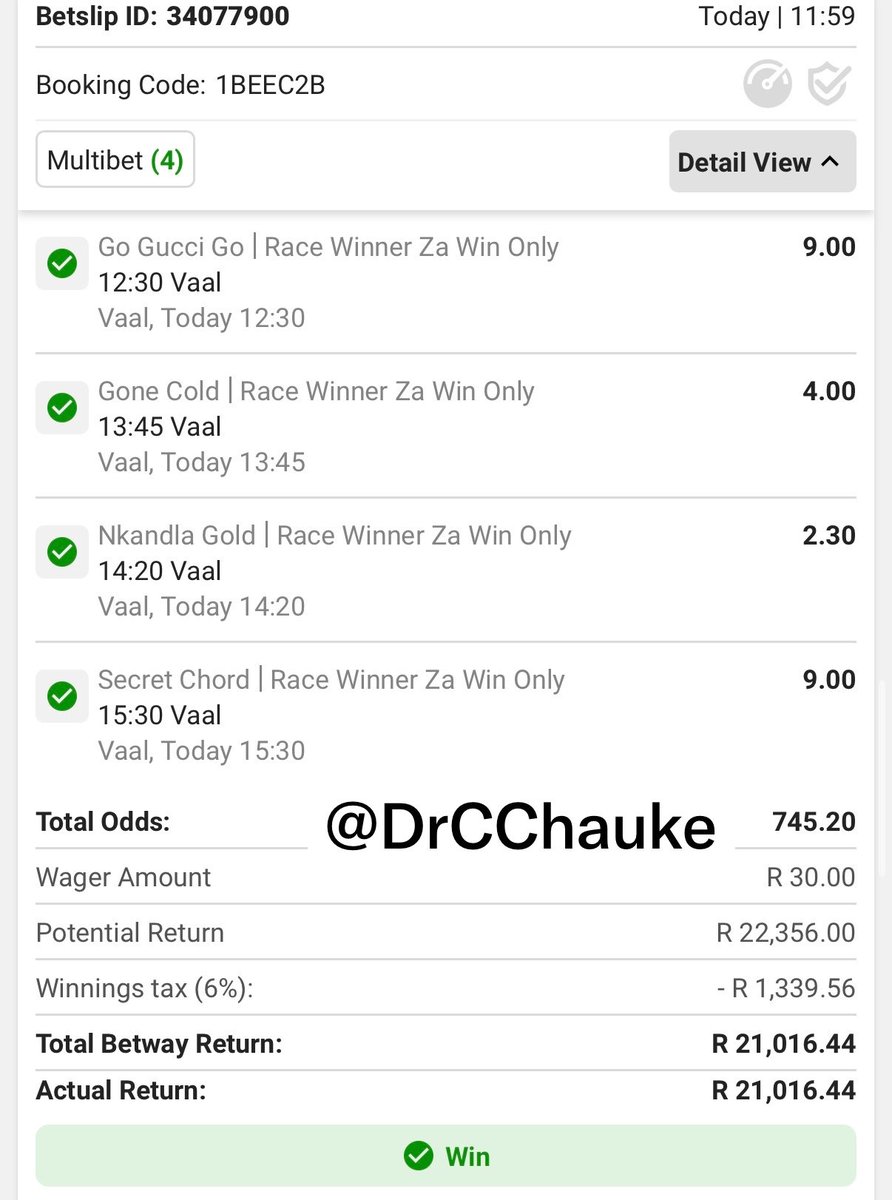 DrCChauke's tweet photo. R21000 made on pay day from 700 odds. Back to back big wins 💪 

All glory goes to Christ himself https://t.co/tUspJ3gWB6