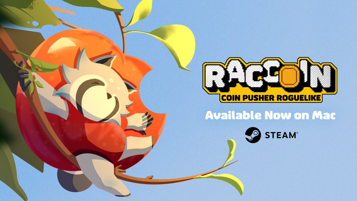RaccoinGame's tweet photo. RACCOIN is now available on macOS via Steam! 🍎

That means even MORE of you can get your paws on my machine and start making those numbers go up.

Check out all the details here: https://t.co/5apFllSQtx

#raccoin #coinpusher #arcadegame #roguelike #indiegame https://t.co/xSGRpkLWOj