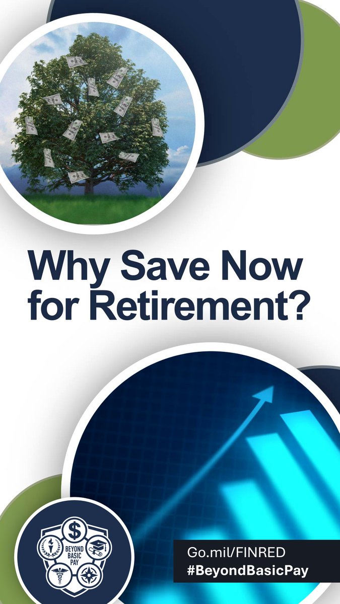 DoWMilMoney's tweet photo. Retirement may feel far away, but a strong financial future doesn't build itself. Decisions you make today are the foundation of your tomorrow. Watch to see how to start blueprinting your retirement now. https://t.co/MNRuohs0uM
 #BeyondBasicPay #MilitaryRetirement #MilitaryLife https://t.co/ki5VTdbdmO