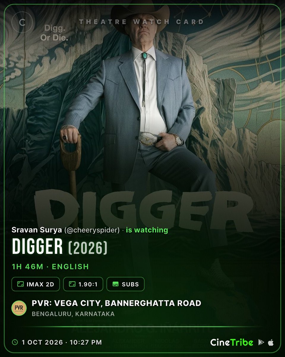 cheeryspider's tweet photo. ST: #Digger at PVR IMAX, Vega City https://t.co/X7dNffJ3uD