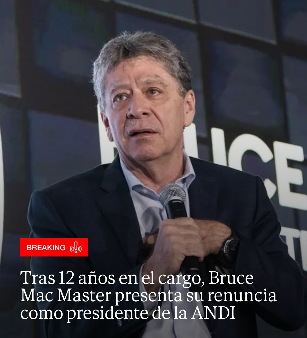 RadarPoliticol's tweet photo. 🧵 ¿QUÉ HAY DETRÁS DE LA RENUNCIA DE BRUCE MAC MASTER?

Hoy, 1 de octubre, Bruce Mac Master presentó su renuncia a la presidencia de la ANDI después de más de 12 años al frente del principal gremio empresarial del país.

Pero la pregunta es: ¿por qué ahora?

Abro hilo. 👇 https://t.co/knpqhhfCXp