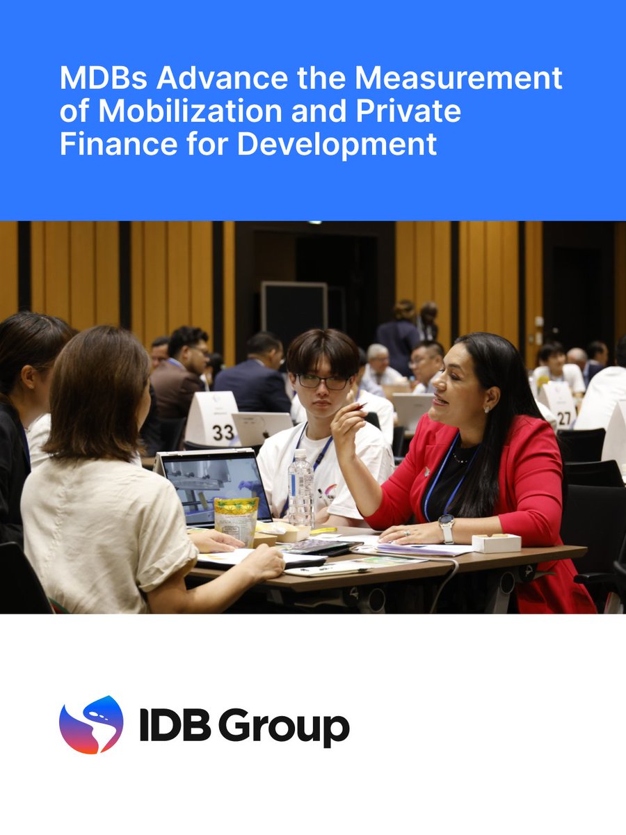 igoldfajn's tweet photo. Mobilizing more private finance is critical to adressing current development challenges. And to do more, we need to measure our contribution consistently and transparently.

In 2024, while the IDB chaired the Heads of MDBs Group, we committed to updating our joint approach.

Today, 30 multilateral development banks and development finance institutions delivered on that commitment, releasing updated joint methodologies to better measure our impact, strengthen accountability, and provide a clearer picture of how we mobilize private finance for development.

Learn more: https://t.co/DPCrQGBKCk
---------------------
Movilizar más financiamiento privado es fundamental para enfrentar los actuales desafíos de desarrollo. Y para hacer más, necesitamos medir nuestra contribución de forma consistente y transparente.

En 2024, durante la presidencia del BID del Grupo de Jefes de los Bancos Multilaterales de Desarrollo, nos comprometimos a actualizar nuestro enfoque conjunto.

Hoy, 30 bancos multilaterales de desarrollo e instituciones financieras de desarrollo cumplen ese compromiso al publicar metodologías conjuntas actualizadas para medir mejor nuestro impacto, fortalecer la rendición de cuentas y ofrecer una visión más clara de cómo movilizamos financiamiento privado para el desarrollo.
---------------------
Mobilizar mais financiamento privado é fundamental para enfrentar os atuais desafios de desenvolvimento. E, para fazer mais, precisamos medir nossa contribuição de forma consistente e transparente.

Em 2024, enquanto o BID presidia o Grupo de Líderes dos Bancos Multilaterais de Desenvolvimento, assumimos o compromisso de atualizar nossa abordagem conjunta.

Hoje, 30 bancos multilaterais de desenvolvimento e instituições financeiras de desenvolvimento cumpriram esse compromisso ao divulgar metodologias conjuntas atualizadas para medir melhor nosso impacto, fortalecer a prestação de contas e oferecer uma visão mais clara de como mobilizamos financiamento privado para o desenvolvimento.