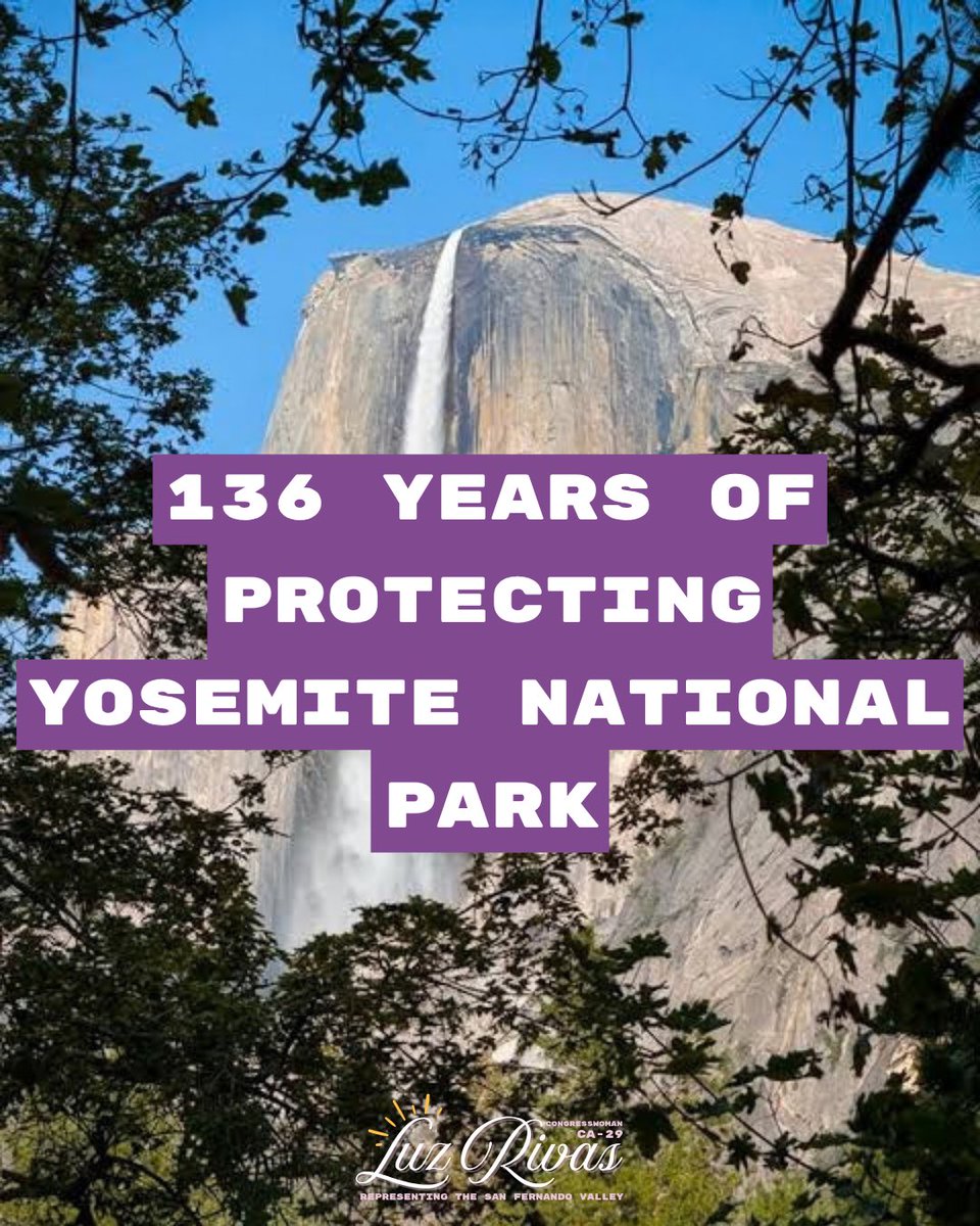 RepLuzRivas's tweet photo. Happy 136th birthday, Yosemite! Yosemite National Park is one of the most iconic landmarks, showcasing the incredible natural beauty we have right here in California.
 
My colleagues and I are urging the Trump Administration to STOP the transfer of public land in Yosemite National Park for private access and development. Our national parks are public for all of us to enjoy and appreciate, not up for sale to the highest bidder.