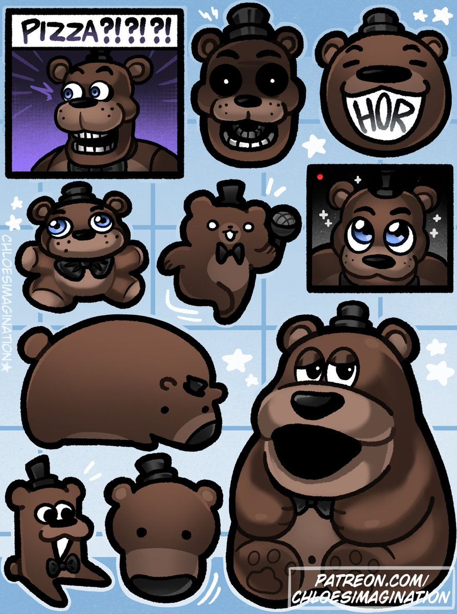 ChloeImagine's tweet photo. FNAF Freddy Fazbear sticker club stickers for October!! https://t.co/o3DRpsoEGP