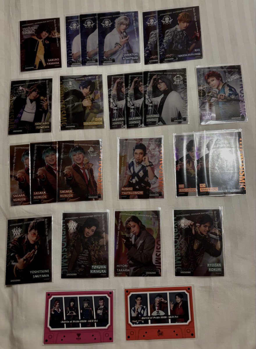 mochimochi905's tweet photo. ［交換•譲渡］ヒプステ BoP クリカ 特典

譲) 三郎 左馬刻* 理鶯 幻太郎 帝統 寂雷 空劫
      簓* 盧笙 零 良経 徳磨 灯依里 孤久里
      オオサカ 中王区

求) 銃兎 真日瑠 甚八 ヨコハマ
      紫音 一二三(友人分)

*は銃兎との交換優先
10/2-3会場付近にてお手渡し
お気軽にお声掛けください https://t.co/HtbwijY3g1