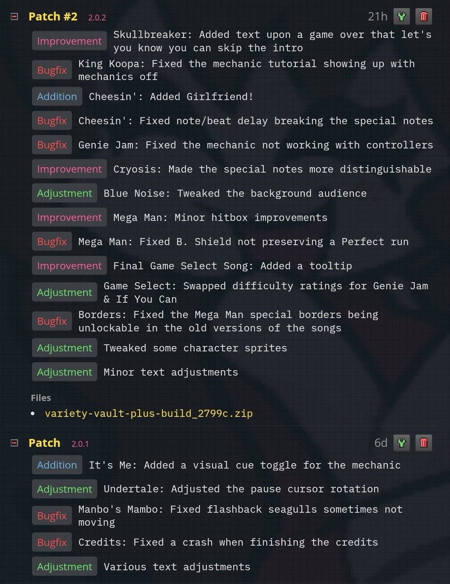 Antreys_'s tweet photo. For anyone who hasn't seen, we've had 2 hotfix patches for Variety Vault Plus go live througout the week!! Read all of the changes in the image below if interested!

Download VV+ Here!!: https://t.co/zEO4Pl2vUI https://t.co/v88XqLQSHv