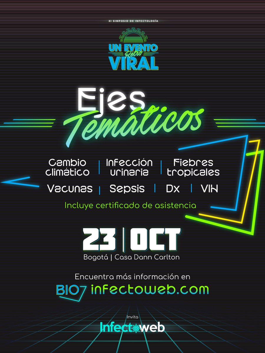 InfectoWeb's tweet photo. #Simposio Esta será una jornada para todos los profesionales de la salud, con espacios pensados para actualizar conocimientos, compartir experiencias y conectar con otros profesionales.
Este evento contará con certificado de asistencia.
👉 Conoce todos los detalles e inscríbete https://t.co/P2oNLF3Cbf
#educaciónensalud #eventomédico #cursoscertificados #medicina #eventobogotá