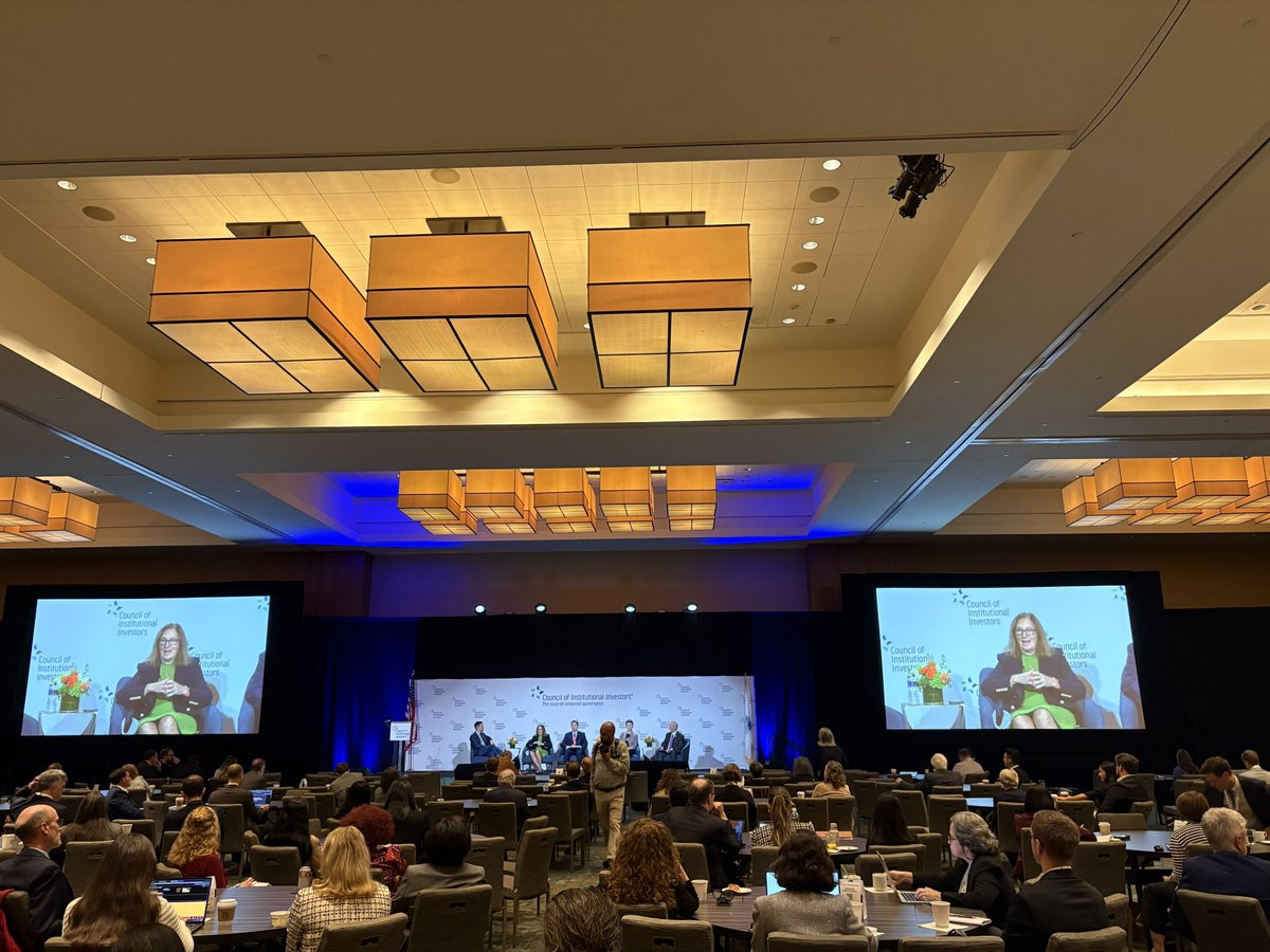 MassTreasury's tweet photo. Today, the Treasurer spoke about managing public dollars on a panel at the Council of Institutional Investors Fall Conference. She highlighted PRIM's Stewardship and Sustainability Committee and commonsense business approach. https://t.co/QOB6ccWrNB