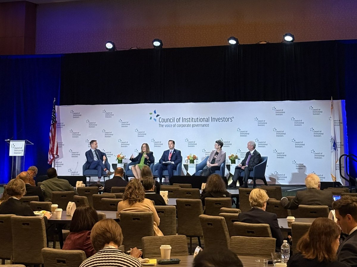 MassTreasury's tweet photo. Today, the Treasurer spoke about managing public dollars on a panel at the Council of Institutional Investors Fall Conference. She highlighted PRIM's Stewardship and Sustainability Committee and commonsense business approach. https://t.co/QOB6ccWrNB