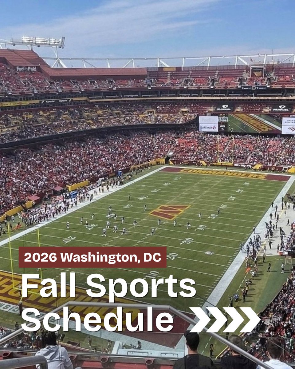 washingtondc's tweet photo. Save this DC fall sports calendar to start planning your next game day. 🏟️🍂
🔗 To more: https://t.co/pdGPlz37lb
📸: thesavbananas, washwizards, washingtonspirit, dcunited, commanders / IG, @washingtondc #Only1DC #FallinDC #SportsCapital https://t.co/UhIuZ6DzU4