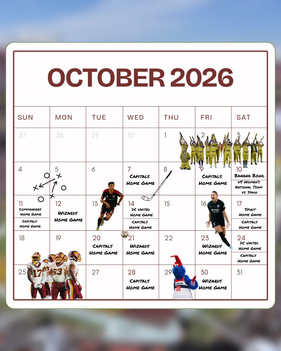 washingtondc's tweet photo. Save this DC fall sports calendar to start planning your next game day. 🏟️🍂
🔗 To more: https://t.co/pdGPlz37lb
📸: thesavbananas, washwizards, washingtonspirit, dcunited, commanders / IG, @washingtondc #Only1DC #FallinDC #SportsCapital https://t.co/UhIuZ6DzU4