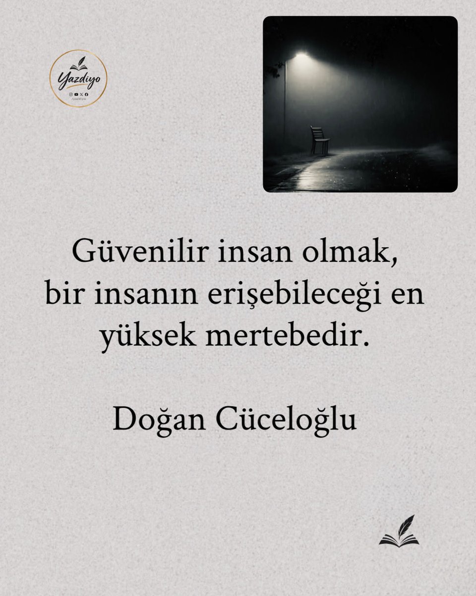 Yazdiyo's tweet photo. Güvenilir insan olmak, 
bir insanın erişebileceği en yüksek mertebedir.

Doğan Cüceloğlu

#doğancüceloğlu #iyiakşamlar https://t.co/OR5GvJiBOF