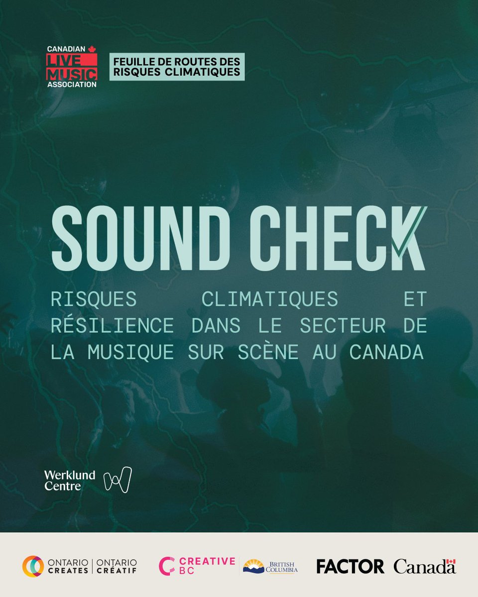 Canadian_Live's tweet photo. Today at @werklundcentre, the CLMA released the findings of its national climate risk study, 'Sound Check: Climate Risk and Resilience in Canada's Live Music Sector.'

Read the report now and view the toolkit we've created to help the sector respond: https://t.co/Pvjy0pFmG5 https://t.co/WAZ9bQcBR2