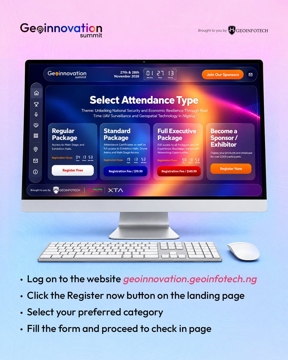 Geoinnovation_'s tweet photo. Follow this guide to find the registration option that’s right for you 
✔️Paid packages 
✔️Sponsorship 

Registration is open! Secure your spot at https://t.co/1k1hEqlCaE 

Follow @geoinnovationsummit for updates as we count down to the summit.

#geoinnovationsummit2026 https://t.co/loii8krKGY