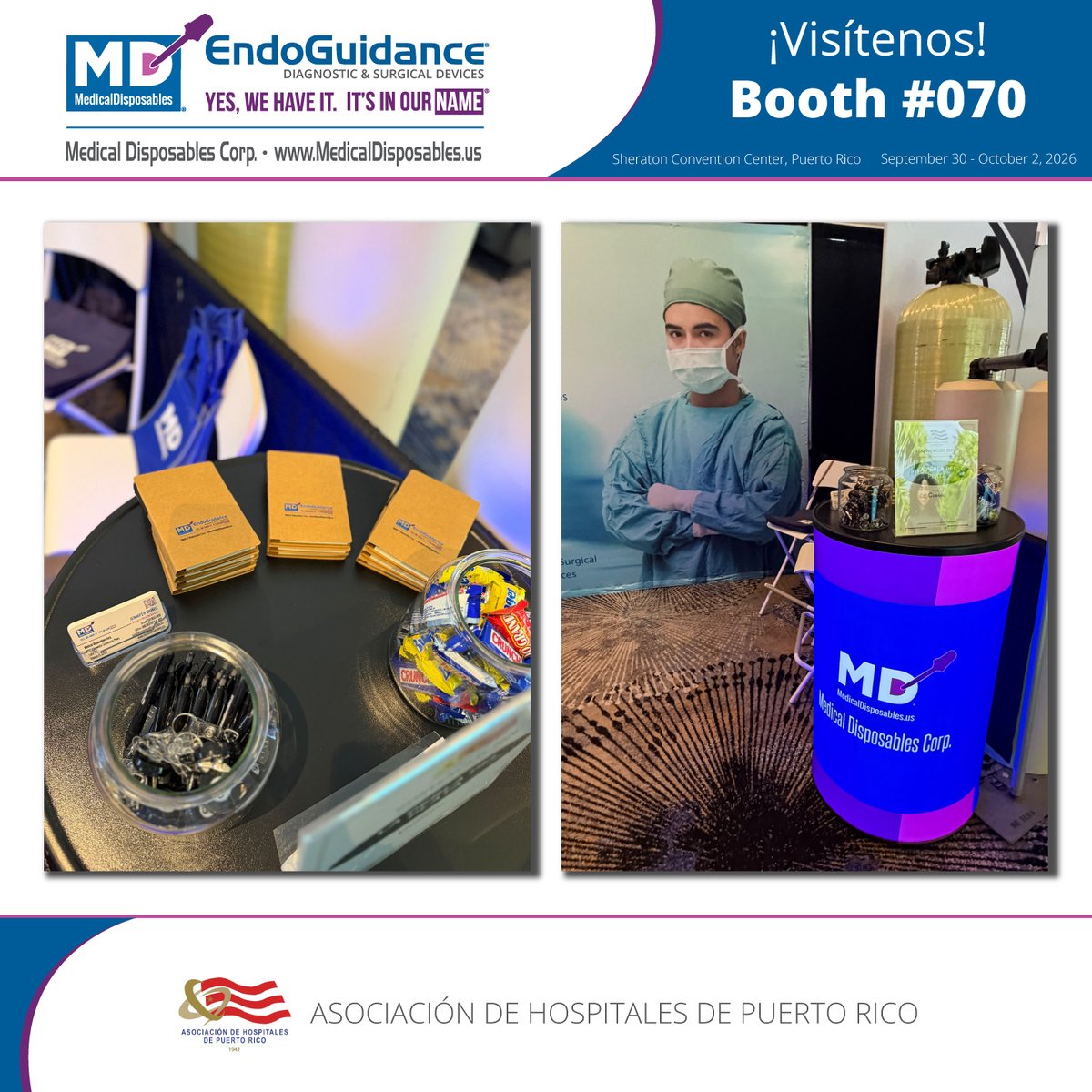 MDC_Drug_Test's tweet photo. Opening Day at #AHPR2026!  Medical Disposables Corp. – MD EndoGuidance is in San Juan, showcasing surgical devices for minimally invasive procedures.  Attending? Come visit our booth and meet our team!  #MDEndoGuidance #HospitalesPR #SurgicalDevices #Laparoscopy #PuertoRico https://t.co/TB5Bb9rD4T