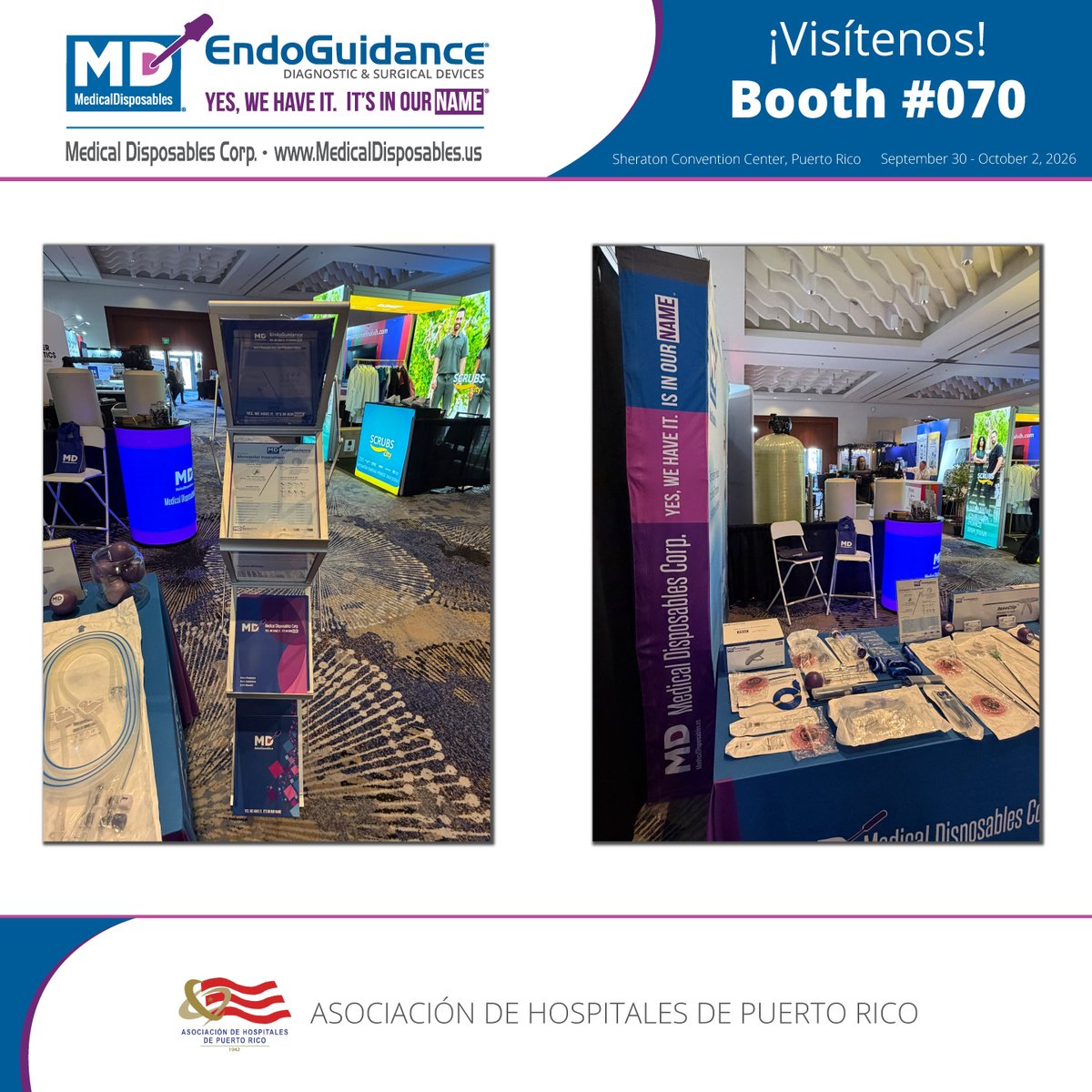 MDC_Drug_Test's tweet photo. Opening Day at #AHPR2026!  Medical Disposables Corp. – MD EndoGuidance is in San Juan, showcasing surgical devices for minimally invasive procedures.  Attending? Come visit our booth and meet our team!  #MDEndoGuidance #HospitalesPR #SurgicalDevices #Laparoscopy #PuertoRico https://t.co/TB5Bb9rD4T