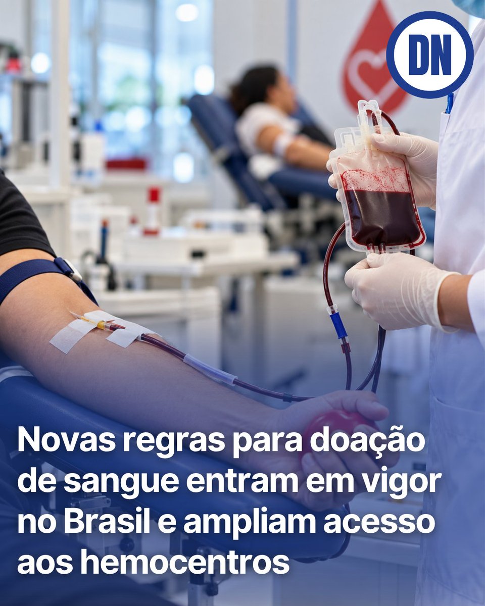 RedacaoDN's tweet photo. Fez tatuagem ou piercing recentemente? O prazo para doar sangue mudou.

Novas regras já valem no Brasil e, em alguns casos, reduzem a espera de até 12 meses para apenas 4 meses — ou até 7 dias quando há comprovação de segurança.

Saiba o que mudou no Diário de Notícias. Link na bio.