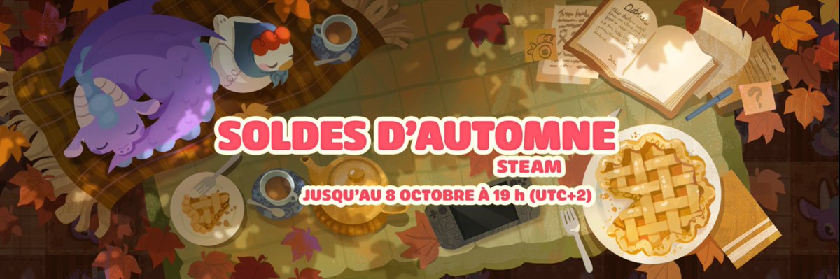 deadzach44's tweet photo. LES SOLDES STEAMS D'AUTOMNE COMMENCENT ! 

Les soldes en page d'accueil sont pas mal : 

Monster Hunter Rise - 3,99€
The Outlast Trials - 3,89€
Steep - 1,49€
The Elder Scrolls V: Skyrim Special Edition - 3,99€
The Ascent - 2,99€
Death's Door - 1,75€
Far Cry 6 - 5,99€
The Talos Principle 2 - 2,75€
Mirror's Edge Catalyst - 0,99€
Solasta: Crown of the Magister - 2,99€
Kingdom Two Crowns - 1,99€
Jagged Alliance 3 - 4,49€
Warhammer 40,000: Mechanicus - 1,44€
PlateUp! - 1,95€

J'essaye de vous dig les offres cachés et de vous poster ça dans la soirée