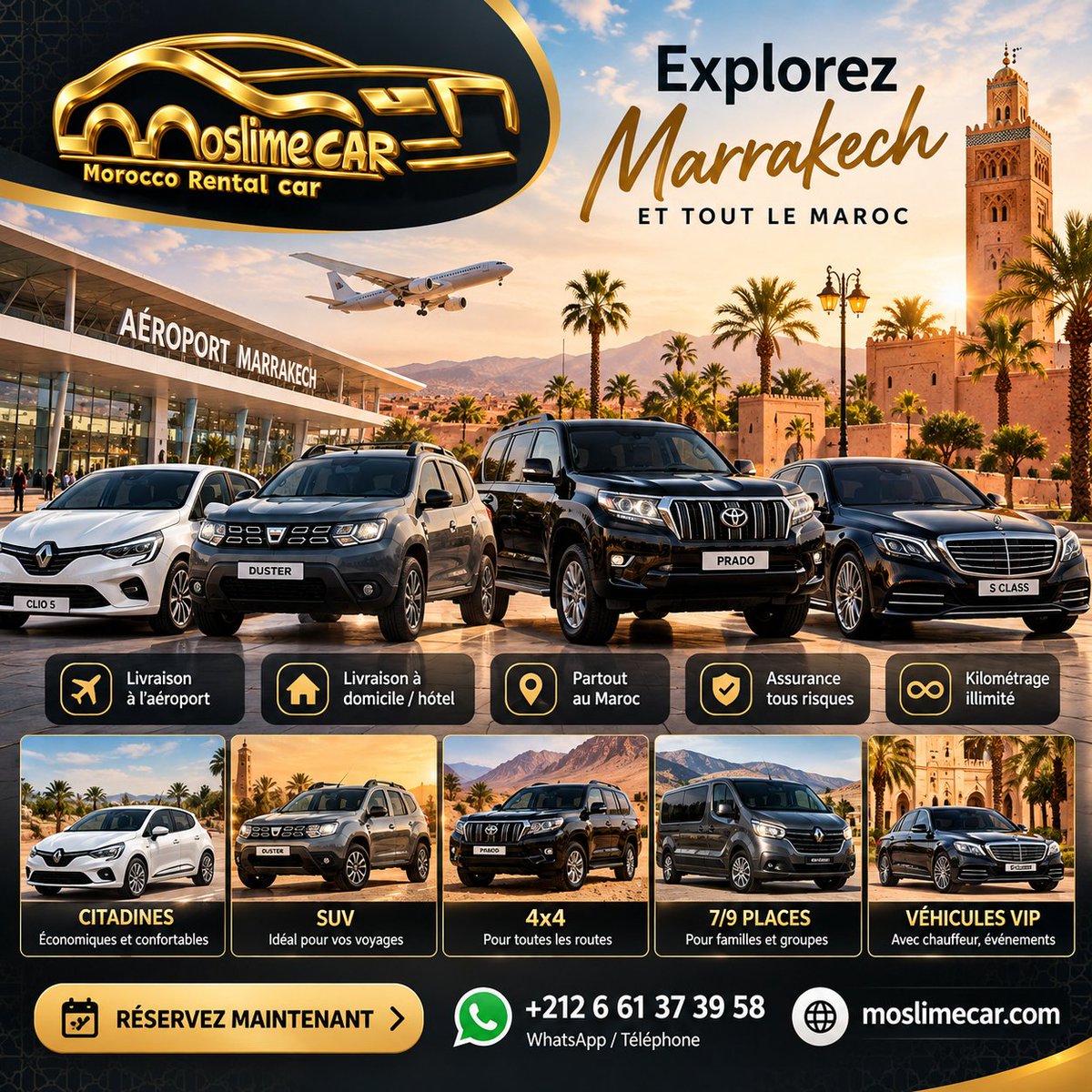 Moslimcar's tweet photo. 🚘 Explorez Marrakech et tout le Maroc avec Moslime Car !
📲 +212 6 61 37 39 58
🌐 https://t.co/ZqQWsTzWn8
#MoslimeCar #LocationVoitureMarrakech #MarrakechCarRental #LocationVoitureMaroc #Marrakech https://t.co/Wvhi6mFZXV