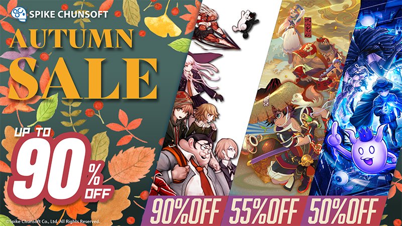 SpikeChunsoft_e's tweet photo. When it's autumn, you know we got 'em 😎🍂

Got 'em sales, baybee! Get up to 90% off during the Steam Autumn sale, going on until October 8th

Link to the full list of sale titles in the replies 👇 https://t.co/dy8zTjVjFH
