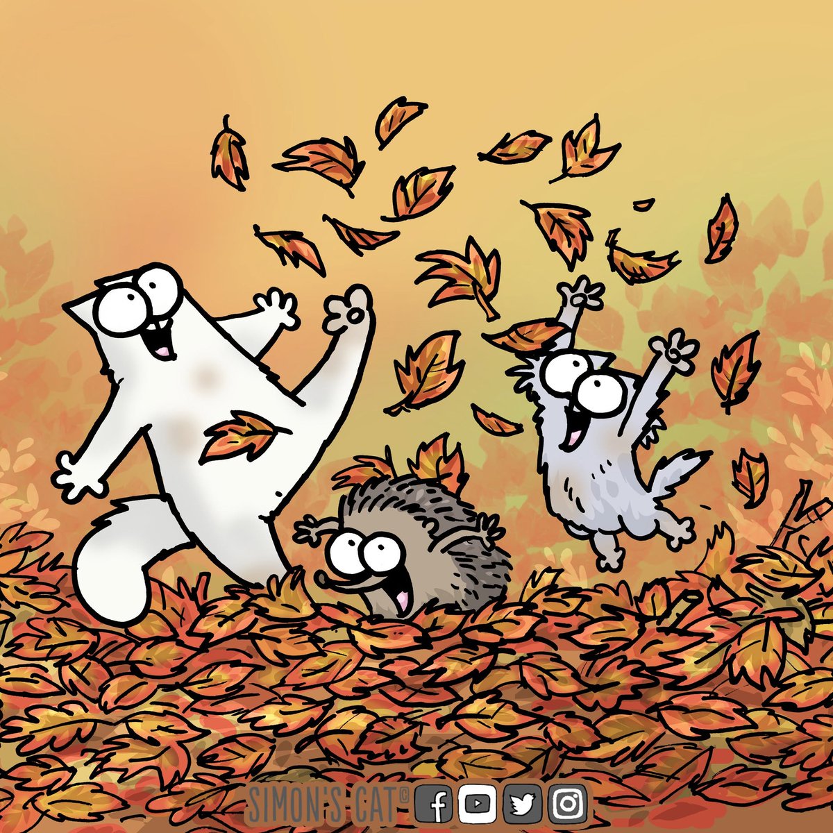 SimonsCat's tweet photo. Welcome to spooky season!🍂👻 Happy October 🎃 https://t.co/2UJlHhTz9o