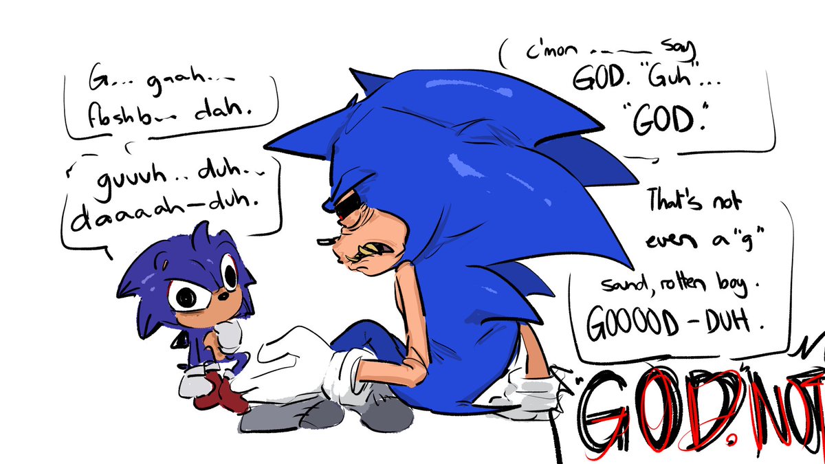 Yo_Army_21_'s tweet photo. He's trying his best, don't rush him.
#takeabreather #theycalledmesonic #sonicexe #execommunity https://t.co/7ObII90kCr