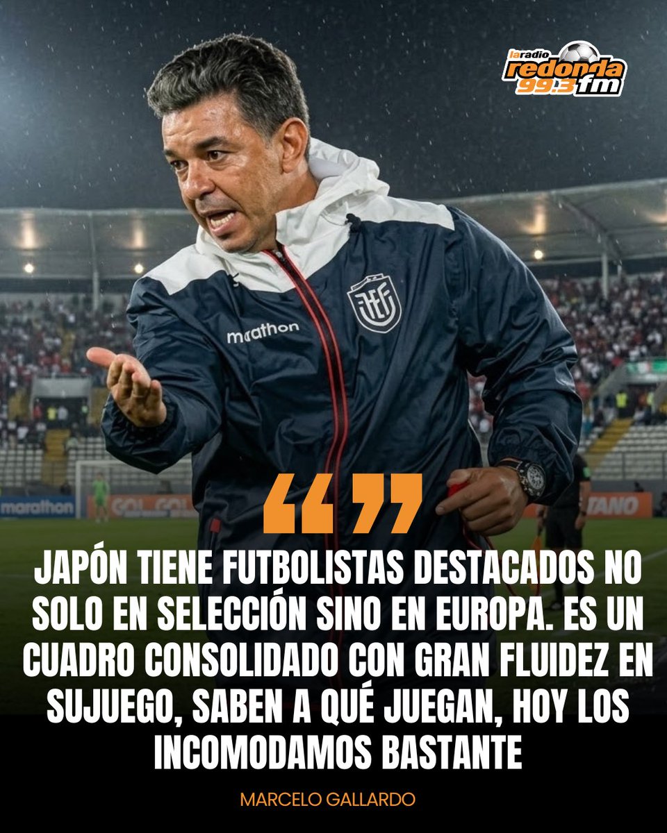 RedondaTv's tweet photo. 🇪🇨🗣️ ¡GALLARDO HABLÓ TRAS LA DERROTA ANTE JAPÓN!
Marcelo Gallardo analizó el empate 0-0 y la caída en penales de La Tri en la Copa Kirin.
💬 “El equipo respondió bien”.
#latri #ecuador #gallardo #japon #copakirin https://t.co/3ZNbKv9aV6